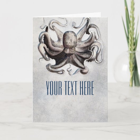 Octopus Beach Nautical Greeting Fold Kaart (Voorkant)
