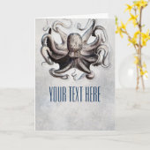 Octopus Beach Nautical Greeting Fold Kaart (Gele Bloem)