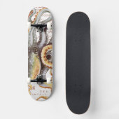 Octopus Beige  Map Nautical Marine Aquatic Skateboard (Voorkant)