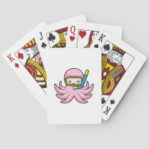 Octopus bij duiken met Snorkel en zwembril Pokerkaarten