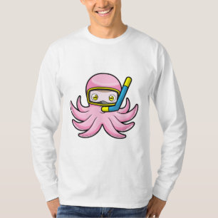 Octopus bij duiken met Snorkel en zwembril T-shirt