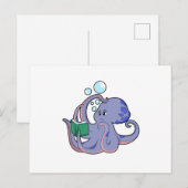 Octopus bij het lezen met boek briefkaart (Voorkant / Achterkant)