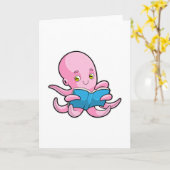 Octopus bij het lezen van een boek kaart (Gele Bloem)