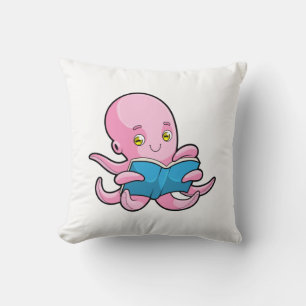 Octopus bij het lezen van een boek kussen