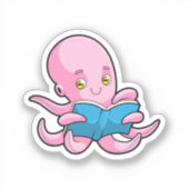 Octopus bij het lezen van een boek sticker (Voorkant)
