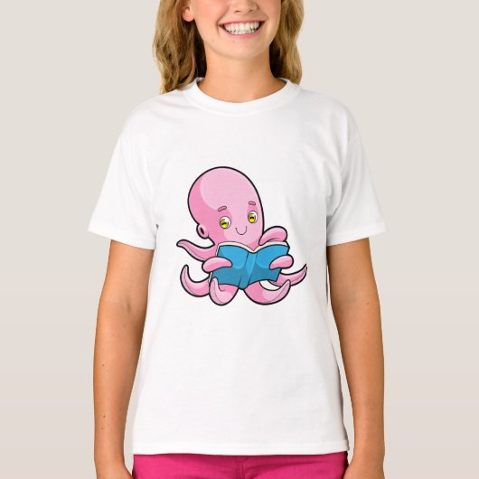 Octopus bij het lezen van een boek t-shirt (Voorkant)