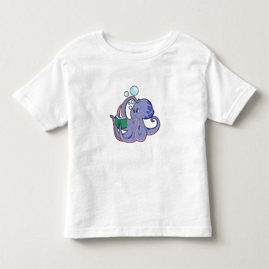 Octopus bij lezen boek kinder shirts (Voorkant)
