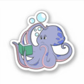 Octopus bij lezen boek sticker (Voorkant)
