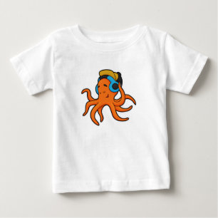 Octopus bij Muziek met hoofdtelefoon