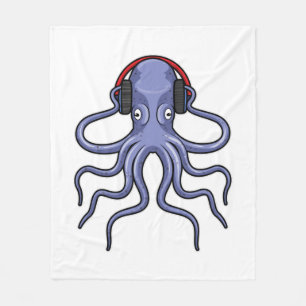 Octopus bij Muziek met hoofdtelefoon Fleece Deken