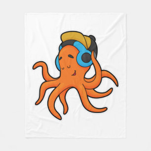 Octopus bij Muziek met hoofdtelefoon Fleece Deken