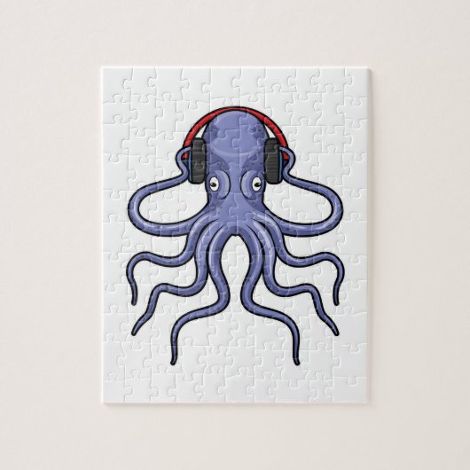 Octopus bij Muziek met hoofdtelefoon Legpuzzel (Verticaal)