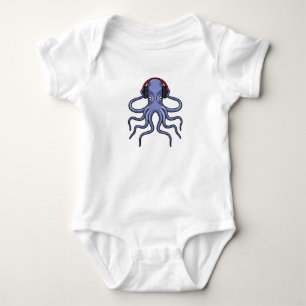 Octopus bij Muziek met hoofdtelefoon Romper