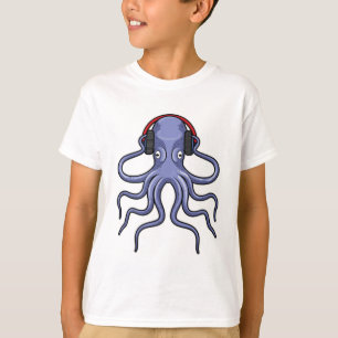 Octopus bij Muziek met hoofdtelefoon T-shirt