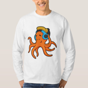Octopus bij Muziek met hoofdtelefoon T-shirt