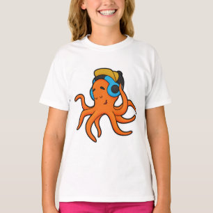 Octopus bij Muziek met hoofdtelefoon T-shirt