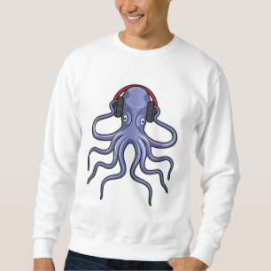 Octopus bij Muziek met hoofdtelefoon Trui