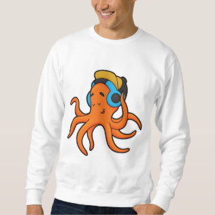 Octopus bij Muziek met hoofdtelefoon Trui