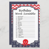 Octopus Birthday Word Scramble Game (Voorkant / Achterkant)