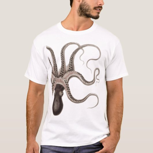 Octopus Black en White T-shirt (Voorkant)