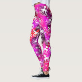 Octopus Blanc Sur Rose Chaud & Violet - Leggings (Gauche)