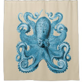 Octopus blauw  douchegordijn (Voorkant)