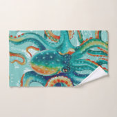 Octopus Blauwgroen Waterverf kaart Bad Handdoek (Handdoek)