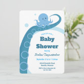 Octopus bleu | Invitation Baby shower (Debout devant)