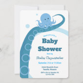 Octopus bleu | Invitation Baby shower (Devant)