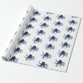 Octopus Blue Buffalo Play Holiday Cadeaupapier (Uitgerold)