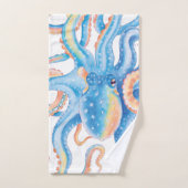 Octopus Blue Waterverf Art Bad Handdoek (Handdoek)