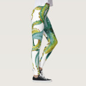 Octopus Blue Waterverf Art Leggings (Rechts)