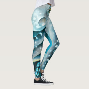Octopus Blue Waterverf Detail Leggings