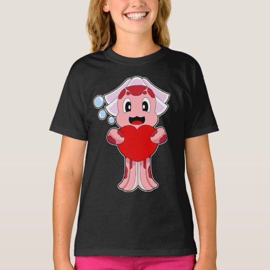 Octopus bruid hart bruiloft t-shirt (Voorkant)