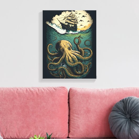 Octopus Canvas Afdruk (Insitu (Woonkamer))