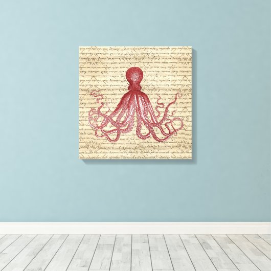 octopus canvas afdruk (Insitu (Houten vloer))