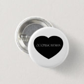 Octopus/Caveman Black Heart Button (Voorkant /achterkant)