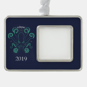Octopus Cephalopod Tentacles Verzilverd Kader Ornament
