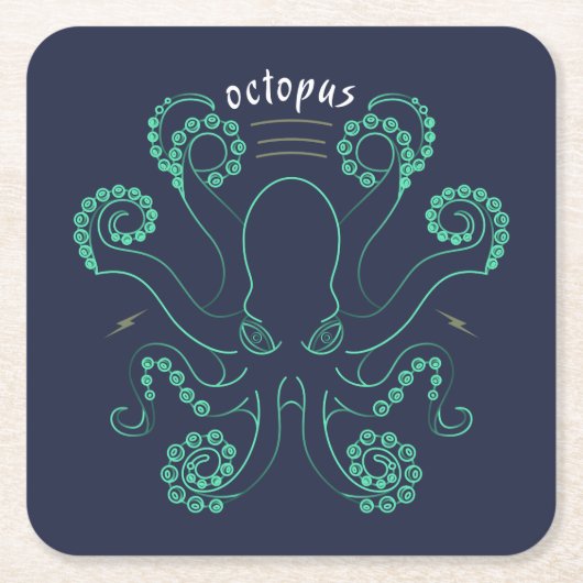 Octopus Cephalopod Tentacles Vierkante Kartonnen Onderzetter (Voorkant)