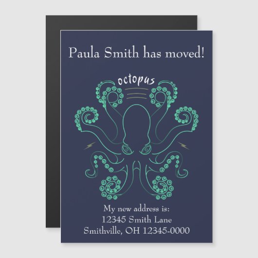 Octopus cephalopod tentakels bewegen magnetische uitnodiging (Voorkant / Achterkant)