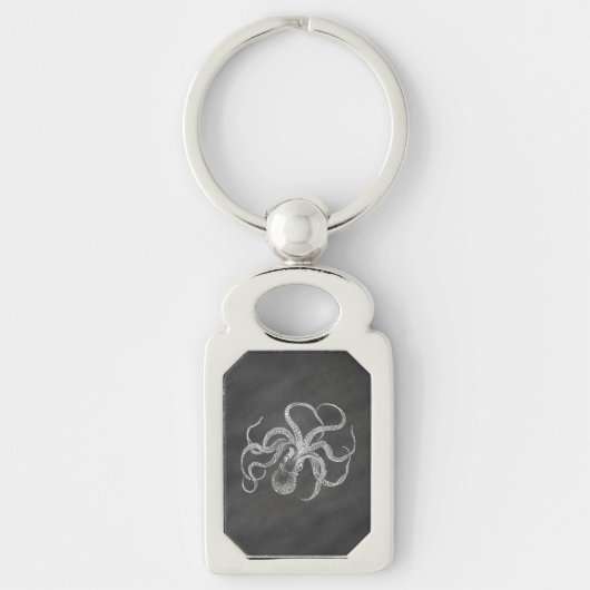  Octopus Chalkboard Achtergrond Sjabloon Sleutelhanger (Voorkant)
