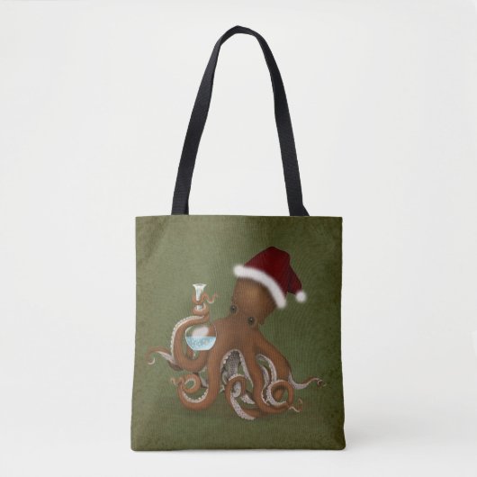 Octopus Chemist in Santa Hat kerstwinkelen Draagtas (Voorkant)
