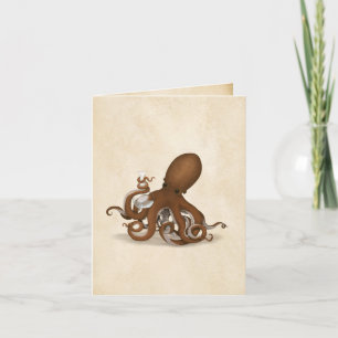 Octopus & Chemistry Flask  Parchment Notitiekaartje