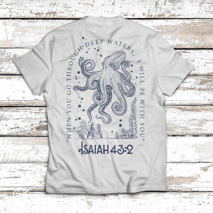 Octopus Christelijk ontwerp Diepe wateren Jesaja 4 T-shirt