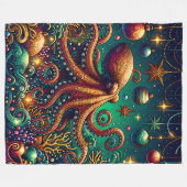 "Octopus Christmas Decorating Wonderland" Fleece Deken (Voorkant (Horizontaal))