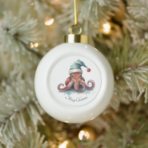 Octopus Christmas Joy, op maat Keramische Bal Ornament