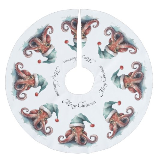 Octopus Christmas Joy, op maat Kerstboom Rok (Voorkant)
