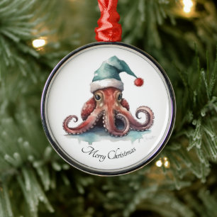 Octopus Christmas Joy, op maat Metalen Ornament