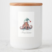 Octopus Christmas Joy, op maat Voedselcontainer Etiket (Voorkant)