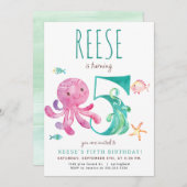 Octopus cinquième anniversaire Invitation (Devant / Derrière)